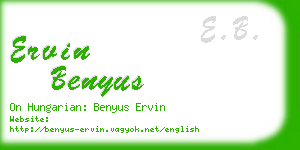 ervin benyus business card